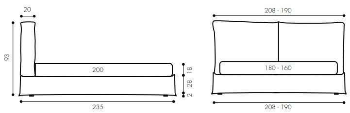 Twils Двуспальная кровать из ткани с регулируемым изголовьем Academy piuma sun-id-1492469 - Вид №2