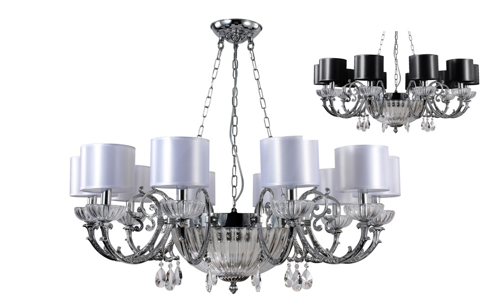 Подвесная люстра Crystal Lux Carino SP10+3 Chrome белая CRYSTAL LUX ДИЗАЙНЕРСКИЕ, CARINO 109310 Белый  - Вид №3