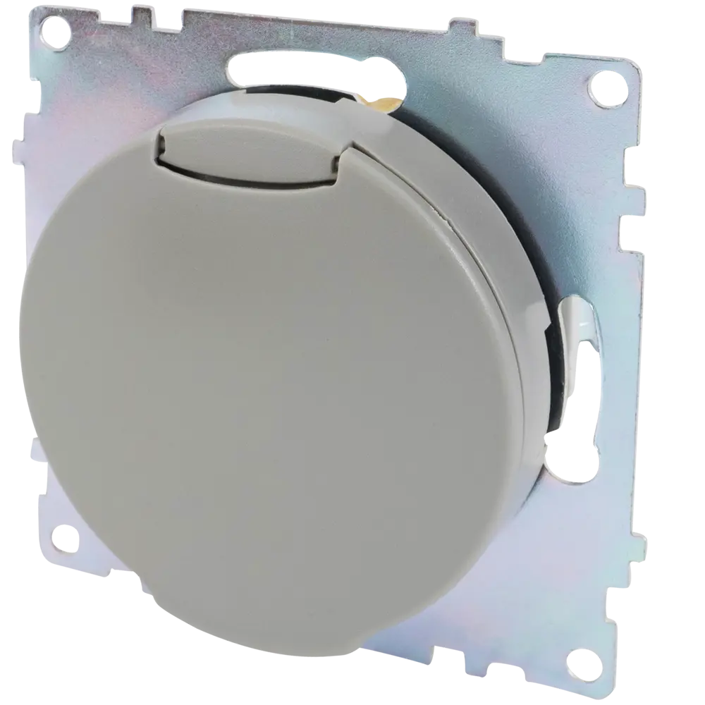 Розетка встраиваемая Onekey Florence с заземлением с крышкой цвет серый 82127031 STLM-2194063 ONEKEYELECTRO - Вид №3