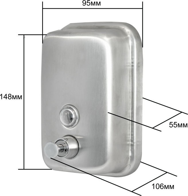 2512.031 Дозатор для жидкого мыла из нерж стали матовый антивандальный ТМ 801ML Solinne Puff  - Вид №7