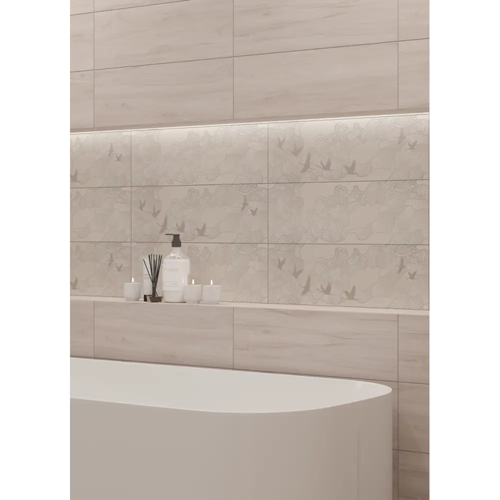 Декор настенный LB Ceramics Юген 20x60 см матовый цвет бежевый журавли STLM-2019433 - Вид №4