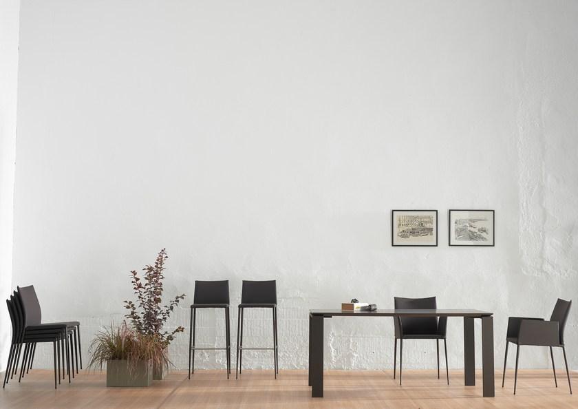 ONDARRETA Высокий кожаный табурет со спинкой Moka sun-id-1505082 - Вид №1