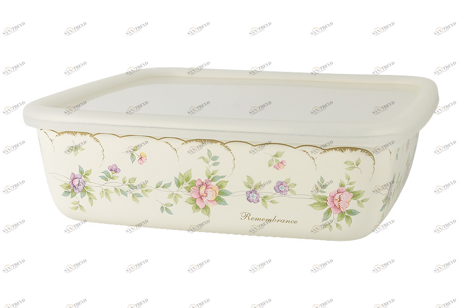 Лоток эмалированный с крышкой 1,75 л бежевый "Воспоминание" EJIRY ЦВЕТЫ 00-3973454 Бежевый 