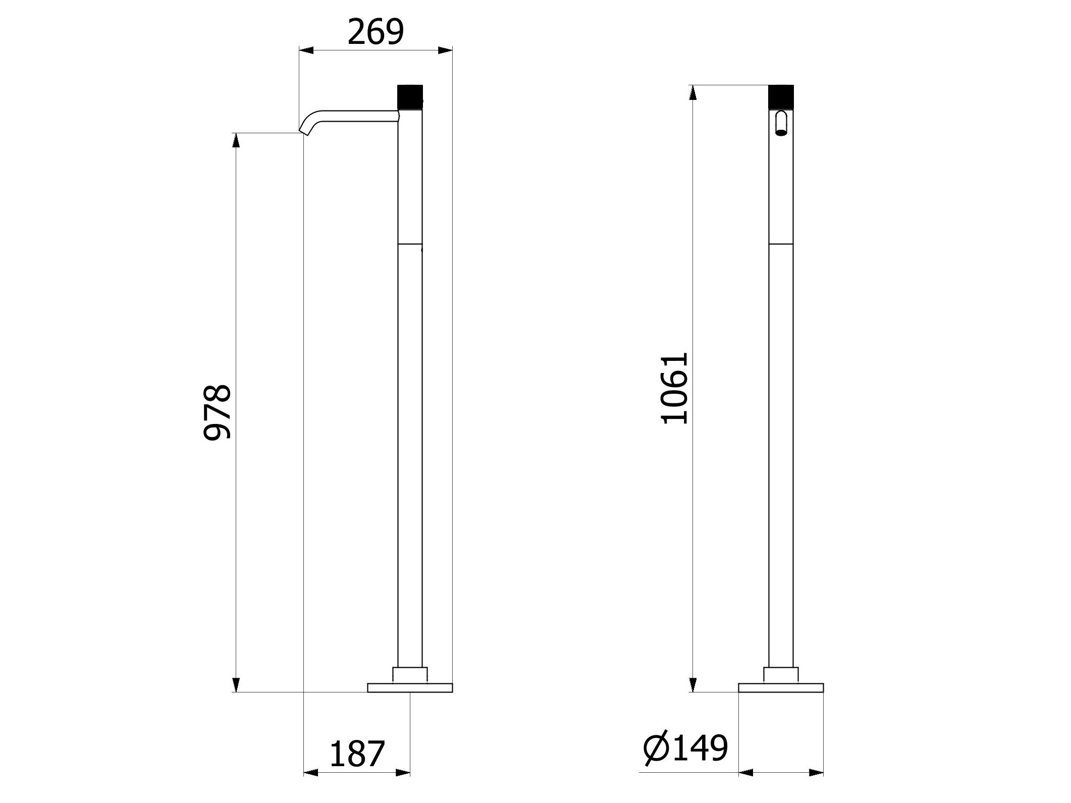 Однорычажный напольный смеситель для раковины с автоматическим сливом IB Gatsby ARCH-00121243 - Вид №9