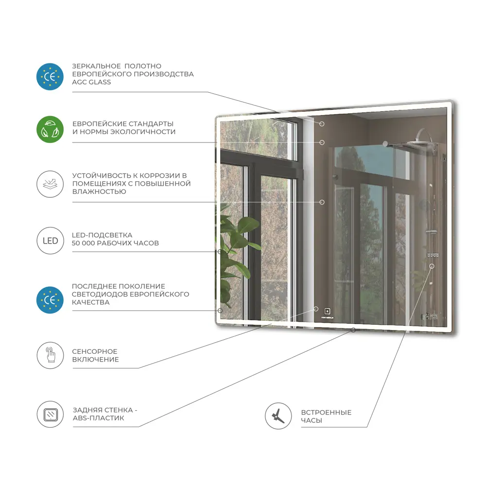 Зеркало для ванной Vigo Mirti Comfort с подсветкой 100x100 см STLM-2177994 - Вид №3