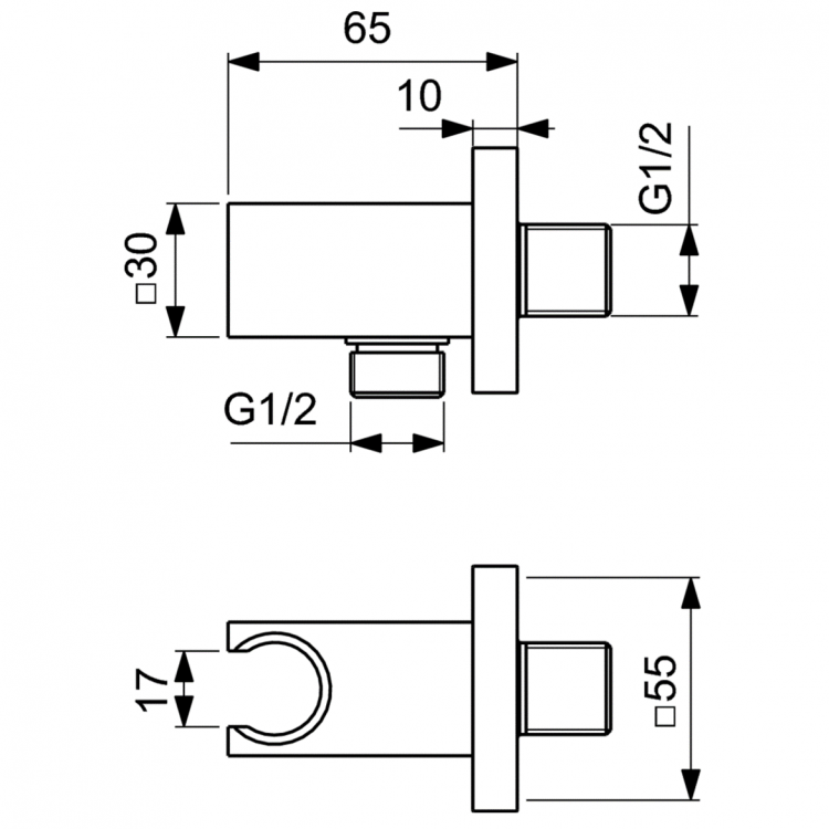 BC771A5 Держатель с подключением душевой лейки 1/2" Ideal Standard IDEALRAIN - Вид №2