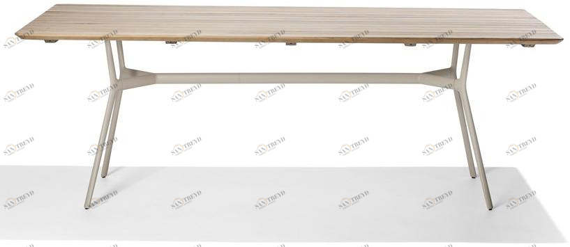TRIBÙ Прямоугольный садовый стол из алюминия и дерева Branch 07652t/07654t