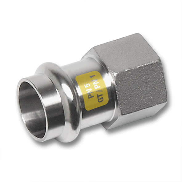 617270G2212 SANHA 17270G пр.-фит. газ, нерж.сталь, муфта переходная ВПр-ВР 22x1/2 мм  - Вид №1
