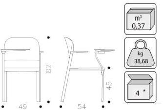 IBEBI Стул для конференций штабелируемый из полипропилена с откидной крышкой Bio sun-id-1404016 - Вид №6