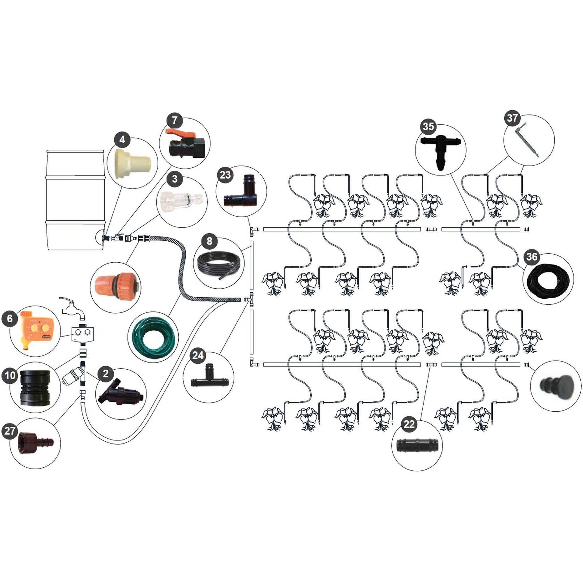 18635127 Комплект для капельного полива «Урожай-капельницы» для теплицы 3x4 м. Основной Santreyd  - Вид №2