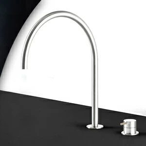 Смеситель для раковины сталь глянцевая с бежевой ручкой Toki Radomonte TKI33LCIL28