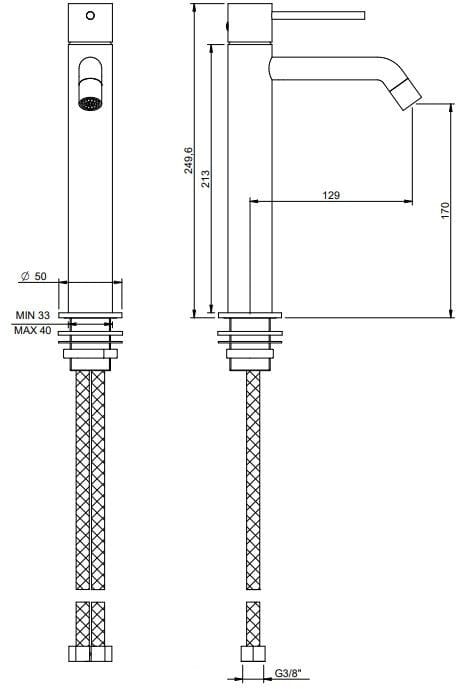 Латунный однорычажный смеситель для раковины Rubinetterie Treemme Up+ ARCH-00070183
