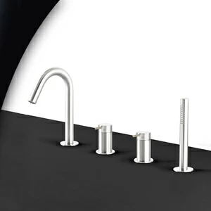 Смеситель для ванны глянцевая сталь с бежевой ручкой Toki Radomonte TKI16LCIL28