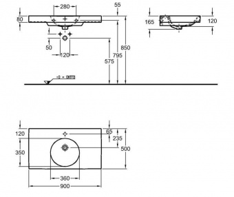 123290000 Подвесная раковина настенная прямоугольная Keramag  - Вид №2
