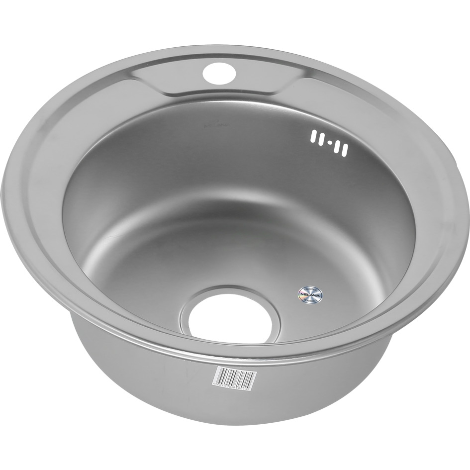 Мойка 490 MELANA 0,6/160 МАТОВАЯ врезная круглая с сифоном (017/3M *12) 017/3M (*12)