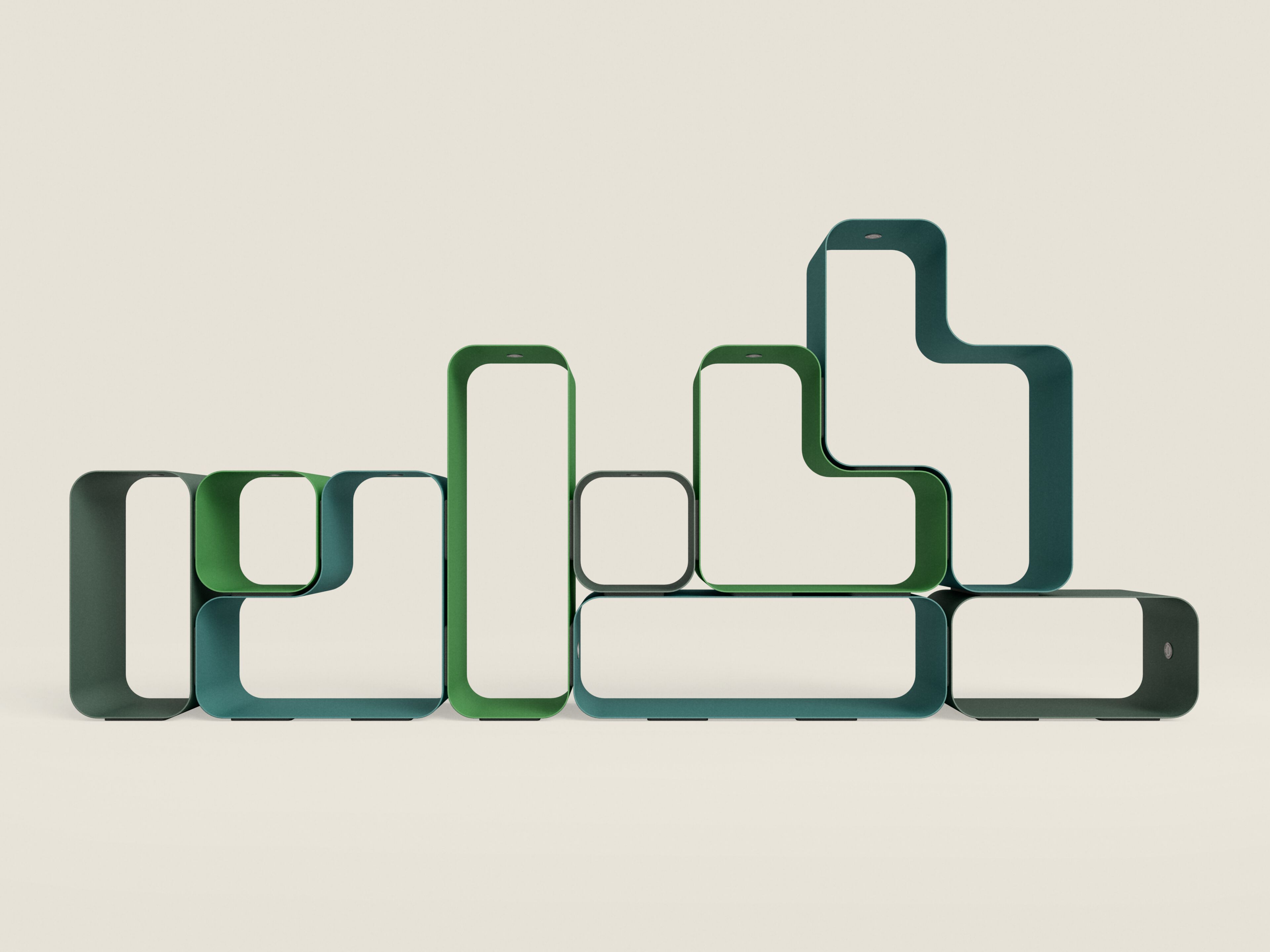 Раскрашенный металлический секционный самонесущий книжный шкаф Desalto REBUS ARCH-00133343 - Вид №1