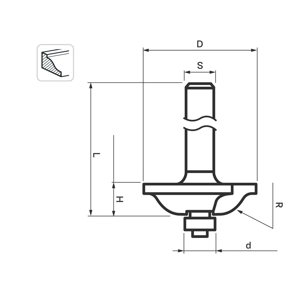 Фреза по дереву фигирейная горизонтальная 553388 41x13 мм хвостовик 12 мм Santreyd STLM-2030783 - Вид №1