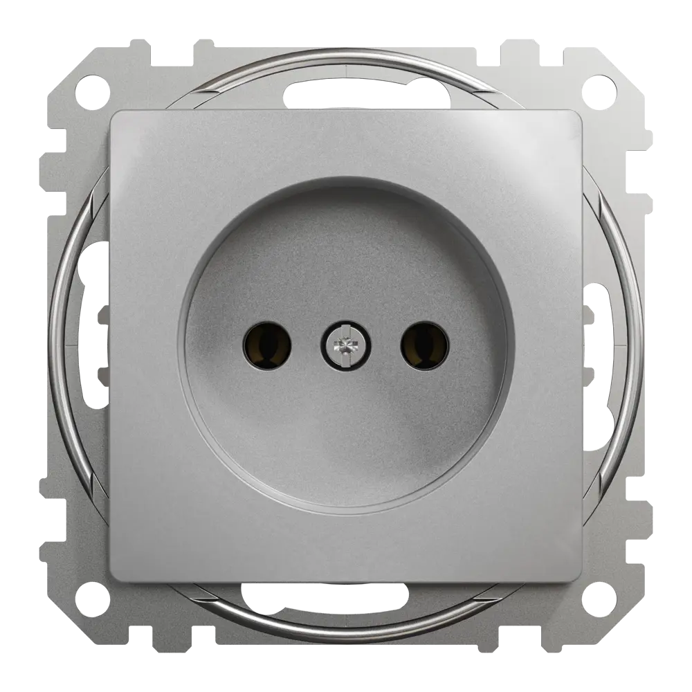 Розетка встраиваемая Systeme Electric Sedna Design без заземления, цвет алюминий 84794306 STLM-2023075