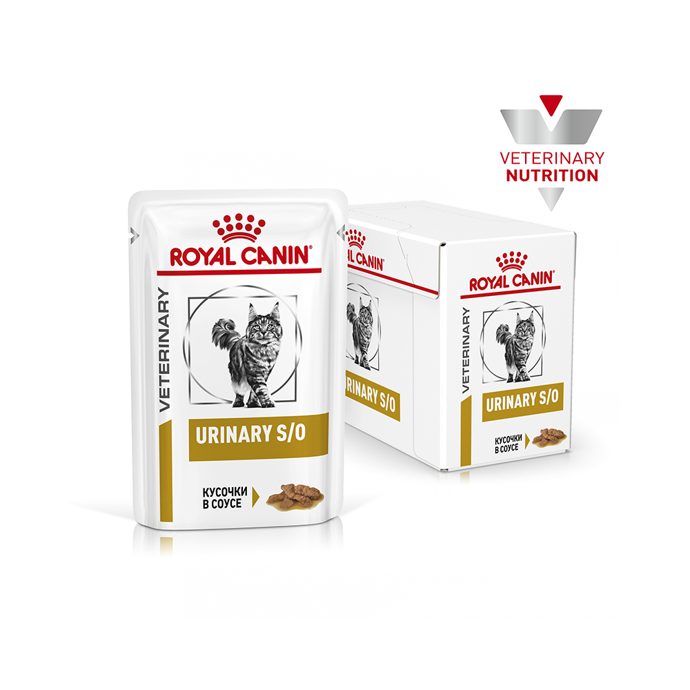 ПР0048731 Корм для кошек Vet Diet Urinary S/O при мочекаменной болезни, цыпленок (соус) пауч 85г ROYAL CANIN  - Вид №1