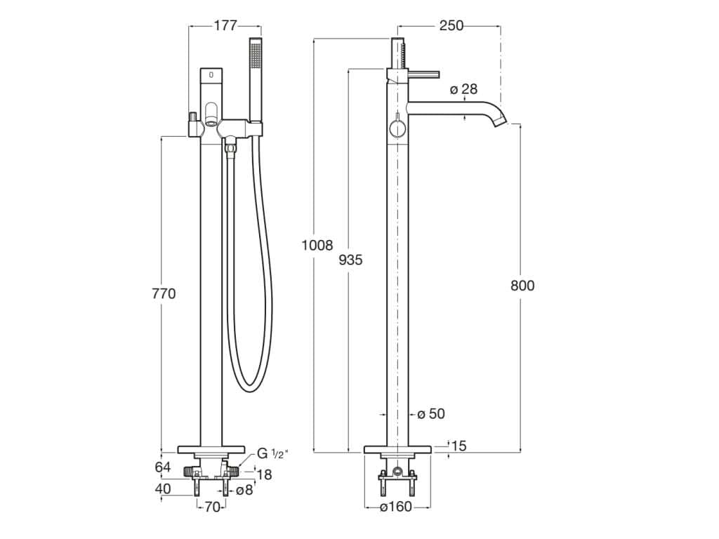 Смеситель для ванны с ручным душем Roca Ona ARCH-00115214 - Вид №6