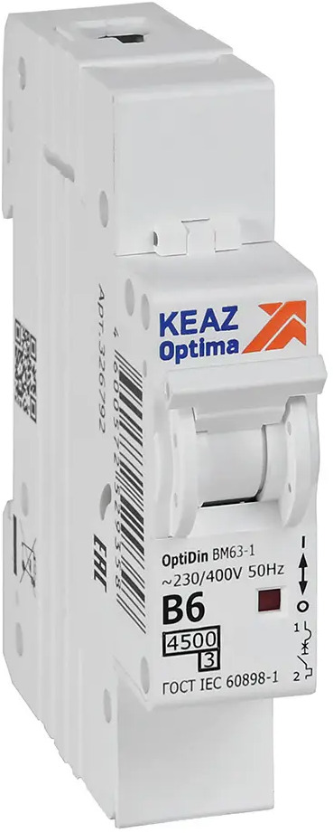 Автоматический выключатель КЭАЗ Opti Din BM63 6А для надежной защиты электросети 89206649