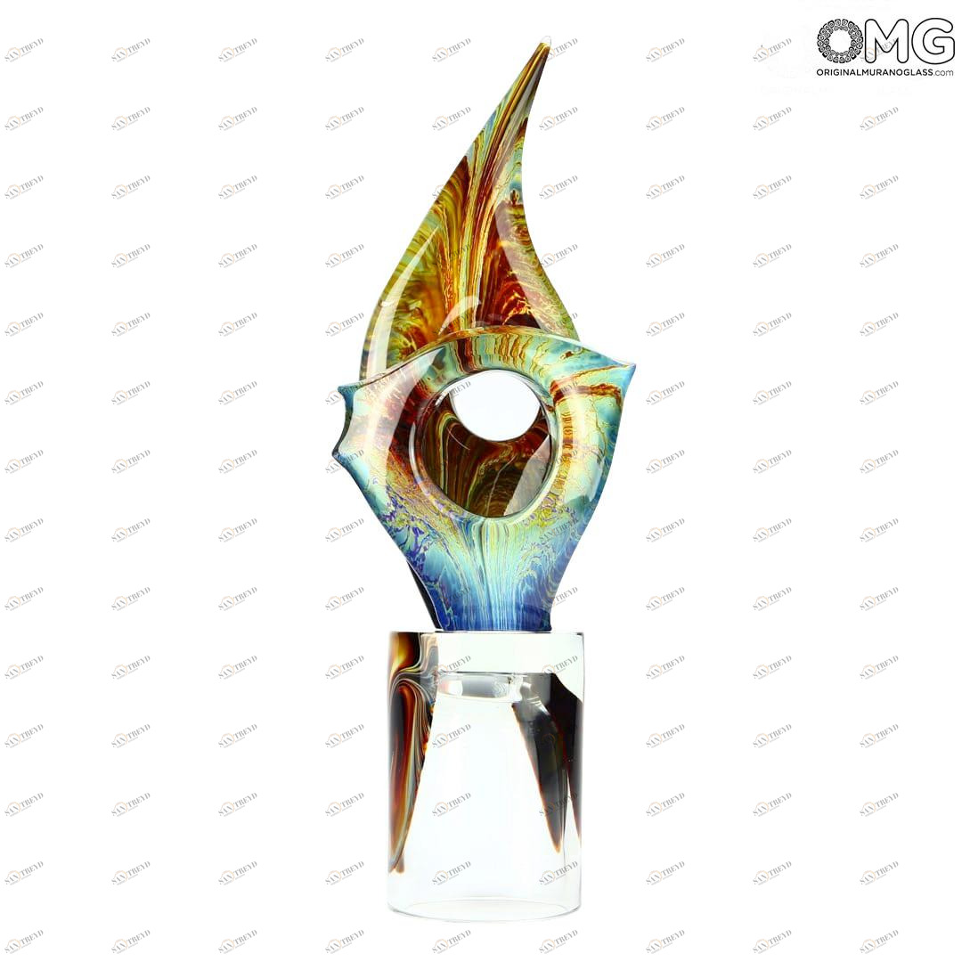 2524 ORIGINALMURANOGLASS Абстрактная скульптура Загадка - халцедон - Original Murano Glass OMG 22 см 