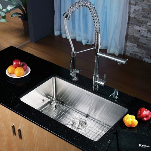 KHU100-30-KPF1602CH-KSD33CH Накладная раковина на столешницу  прямоугольная Krausru  - Вид №4