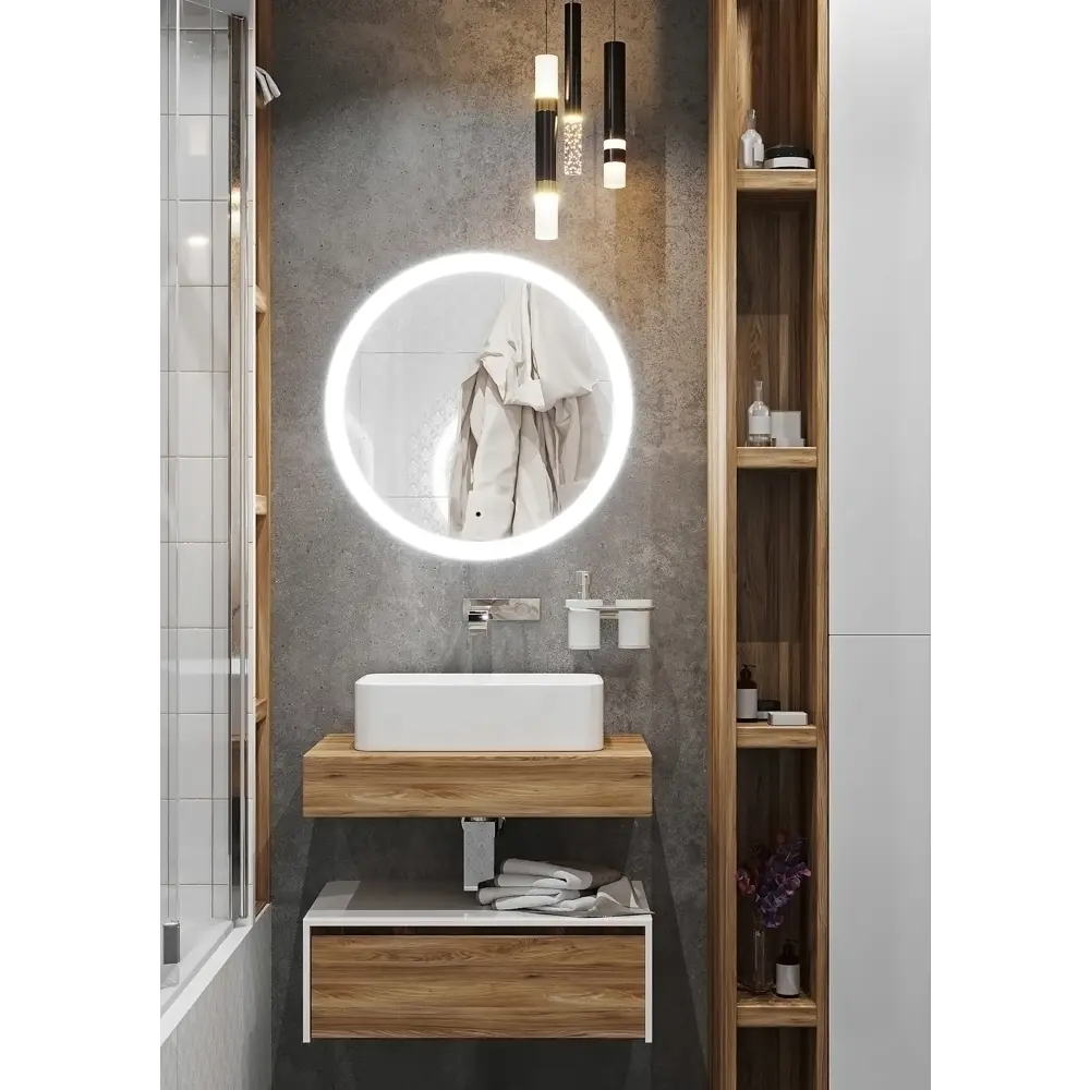 Зеркало Omega Glass SD64 с LED-подсветкой и сенсорным диммером 82809045 Круглое STLM-0036412 - Вид №5