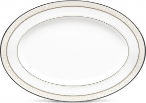 54834 Noritake Блюдо овальное Noritake "Монтвейл, платиновый кант" 41см Фарфор костяной
