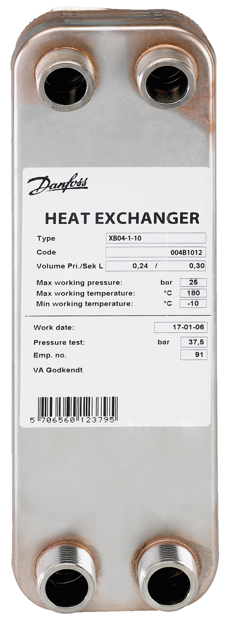 Danfoss Паяный пластинчатый теплообменник серии XB04 XB 04-1 50 паяный пластинчатый теплообме 004B1024  - Вид №1