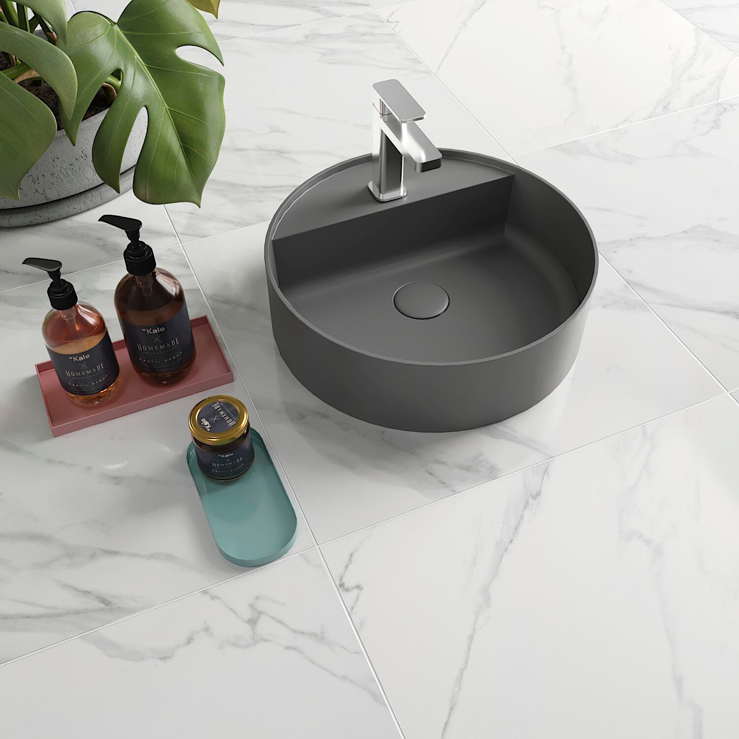 Круглый умывальник Fireclay Kaleseramik сантехника ARCH-00110349 - Вид №5