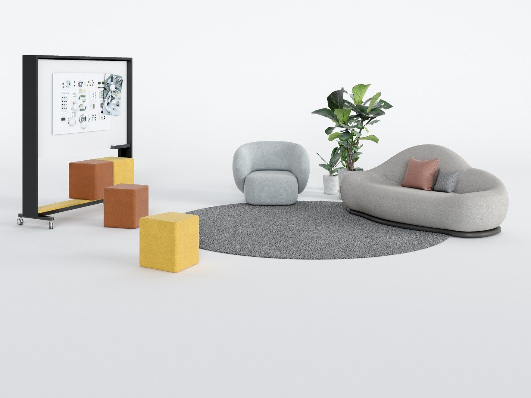 Отдельно стоящая доска объявлений MDF с оттоманкой из ткани Grado Design Walker ARCH-00019730 - Вид №1