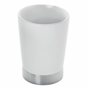 PE98(02) Gedy G-Petunia, настольный керамический стакан, цвет хром - белая керамика