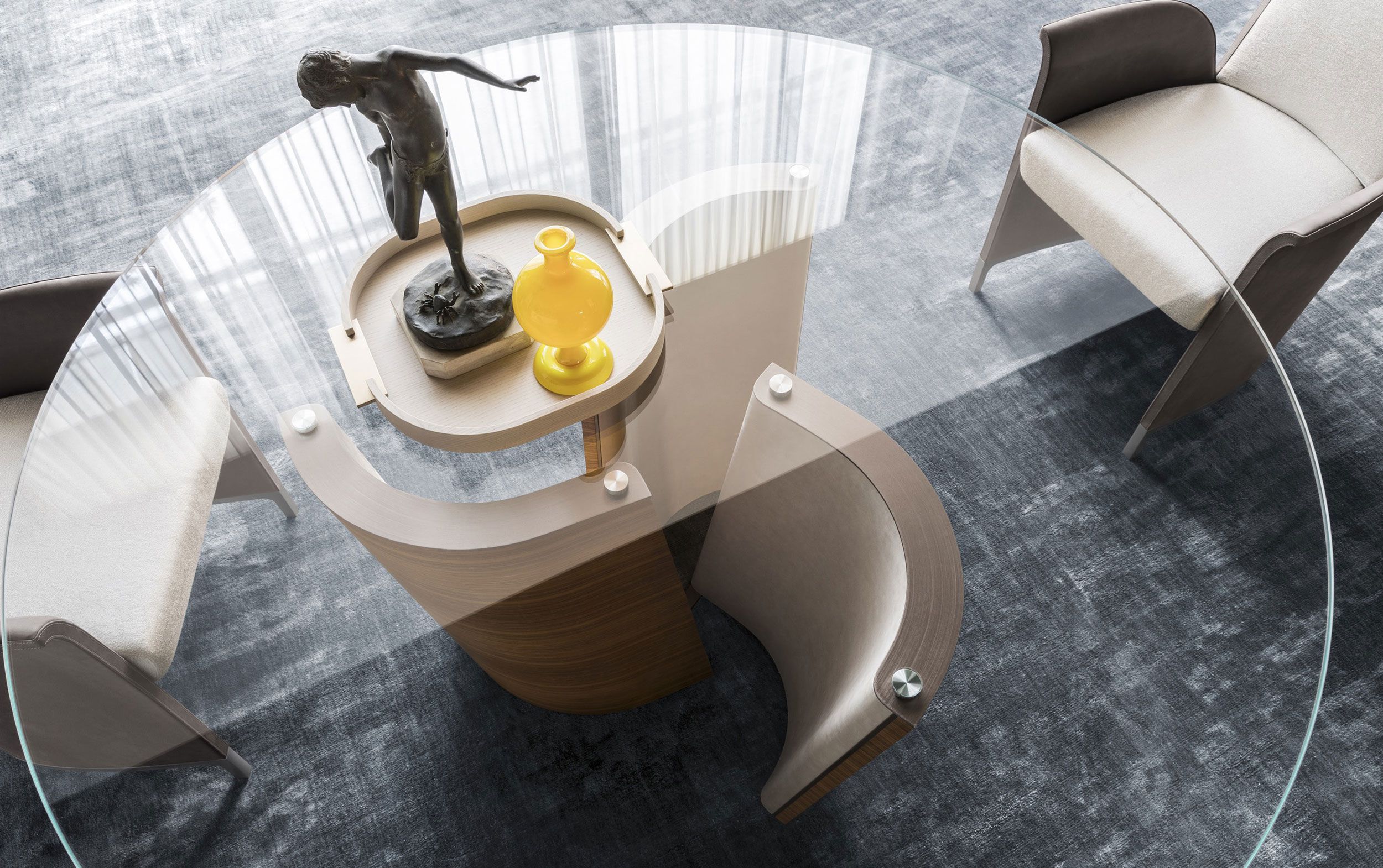 Круглый стол из дерева и стекла OAK New York Suite ARCH-00033660 - Вид №3