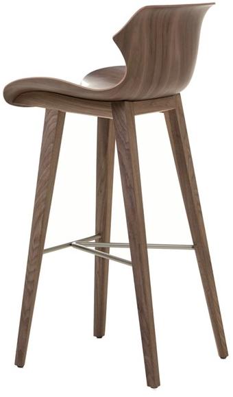 BassamFellows Барный стул из дерева со спинкой Petal Cb-293 - Вид №3