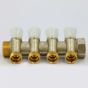 Коллектор НВ 1" с вентилями никелированный EMMETI 4 выходаМ24х19 36мм