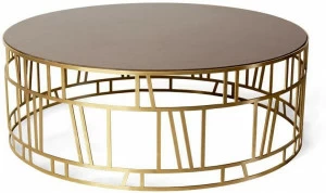 JOSÉ LEITE DE CASTRO Низкий круглый журнальный столик из латуни и кварца  13011355