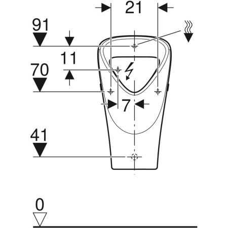 501.665.00.1 Geberit Renova Urinal trigonal, Zulauf von hinten, Abgang nach hinten oder unten Geberit  - Вид №3
