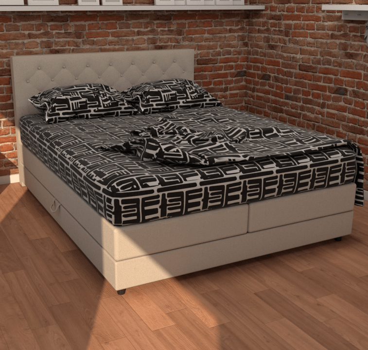 Кровать двуспальная комплект 160х200 бежевая "Уэльс" BELABEDDING УЭЛЬС 134943 Бежевый - Вид №1