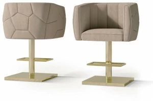 Carpanese Home Полуповоротный табурет с подлокотниками и латунным основанием Contemporary 7559