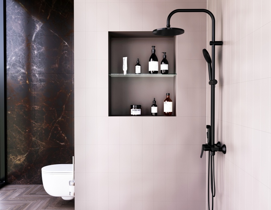 DX220910300 душевая система со смесителем-полкой: верхний душ 230мм ручной душ 120мм 1 реж Damixa Apollo - Вид №1