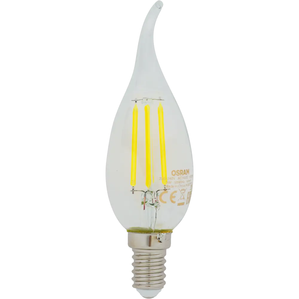 Лампа светодиодная Osram E14 220 В 5 Вт свеча на ветру 660 лм тёплый белый свет 82057136 STLM-2040329 