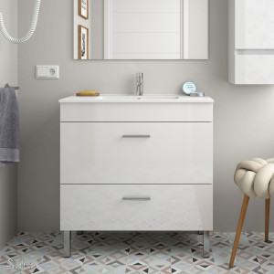 22288 SALGAR Мебель для умывальника ALMAGRO 800 WHITE GLOSS LACQUERED + Раковина Глянцевый белый