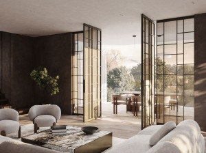 Алюминиевая и стеклянная поворотная дверь