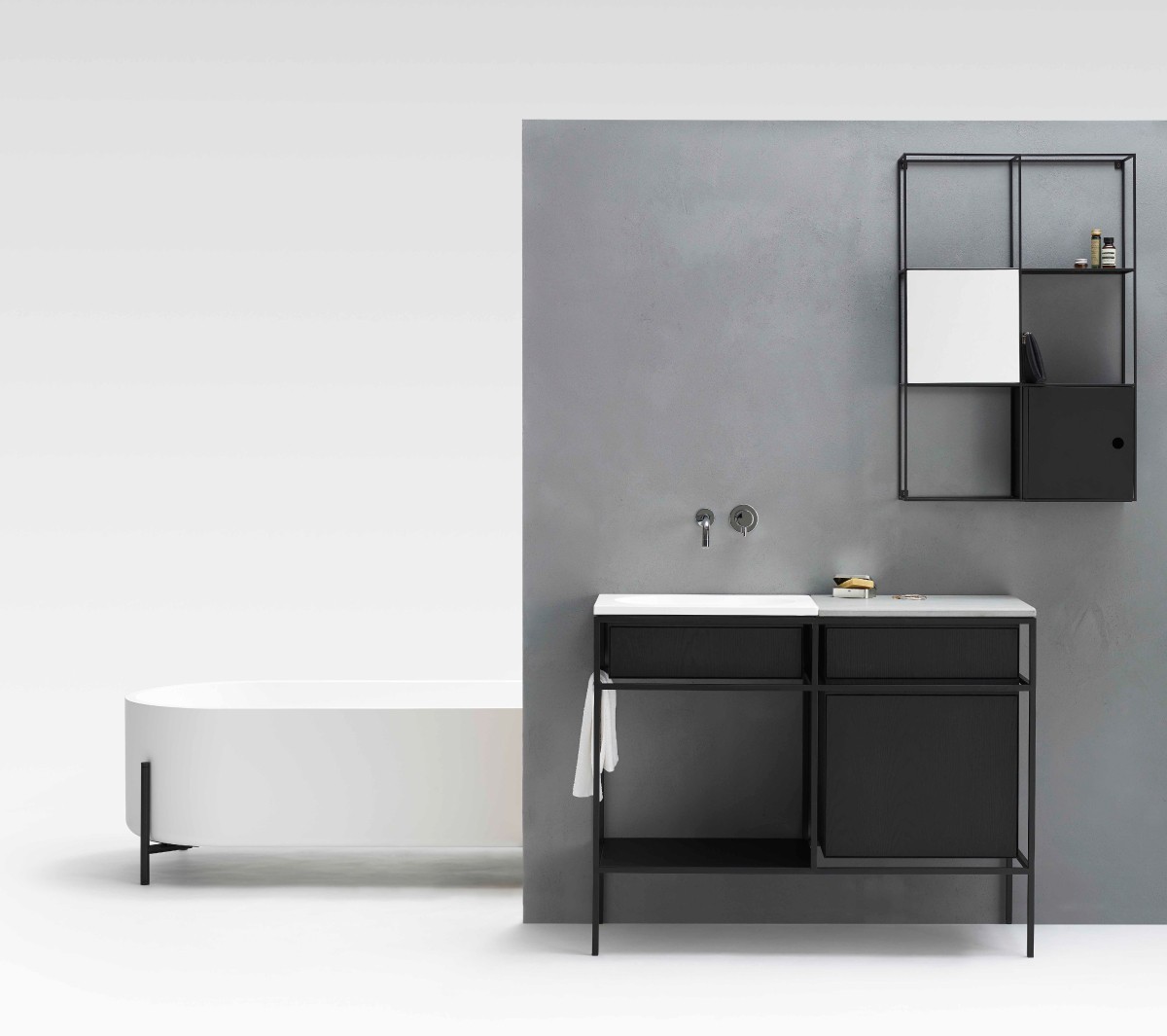 Ex.T Frame Умывальник с решеткой и тумбой comp-comp-gl2d - Вид №5