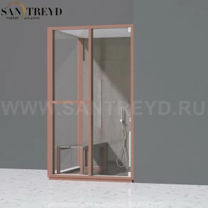 Effegibi H SMALL LO82030006 Комбинированная баня: хаммам и душ. Установка: в правый угол. Левая дверь. Мощность: 3 кВт макс. Размеры: длина 131 см, ширина 92 см. Отделка: матовый лакированный коричневый аллюминий и темный ламинат из керамогранита.