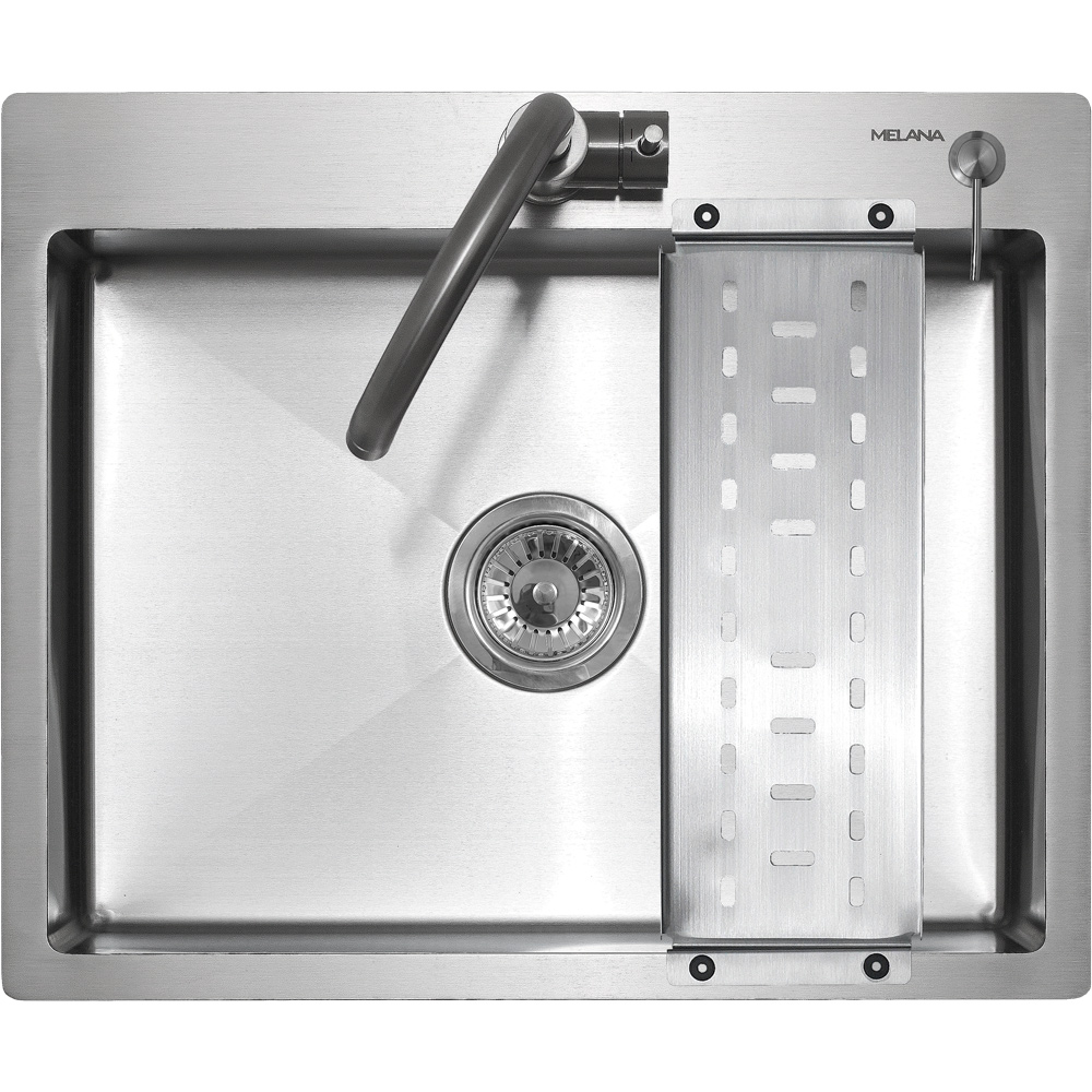 Мойка R6050H MELANA ProfLine 3,0/200 САТИН врезная прямоугольная в комплекте с дозатором и коландер MLN-R6050H+дозатор+коландером