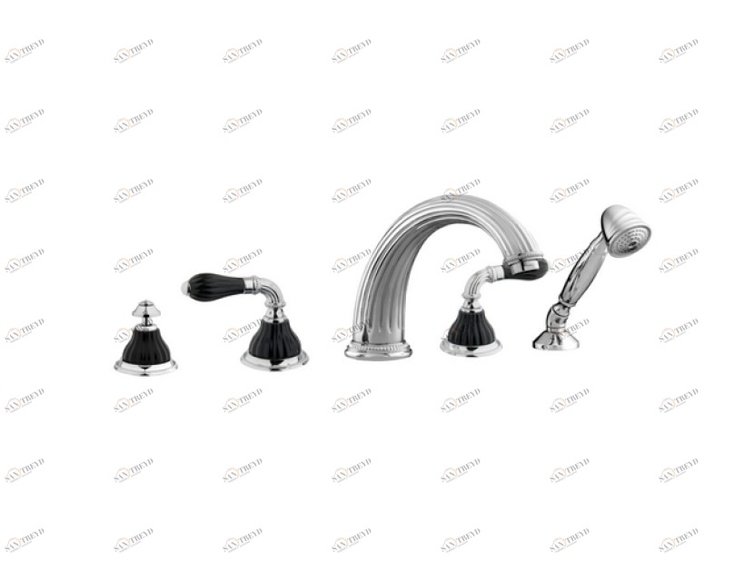 233516.N000.50 Набор для ванны 5 отверстий из черного фарфора Яркий хром Mestre Artica