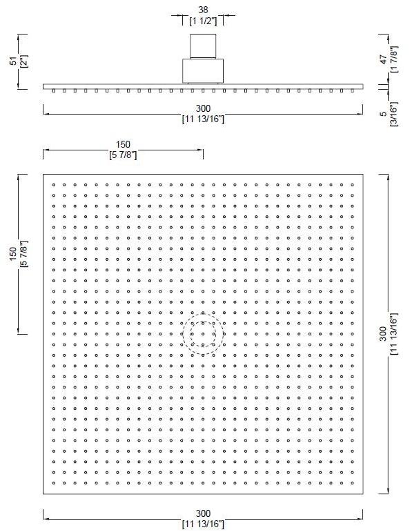 RIFRA Квадратная ультраплоская душевая лейка из нержавеющей стали  2200121/2  - Вид №2