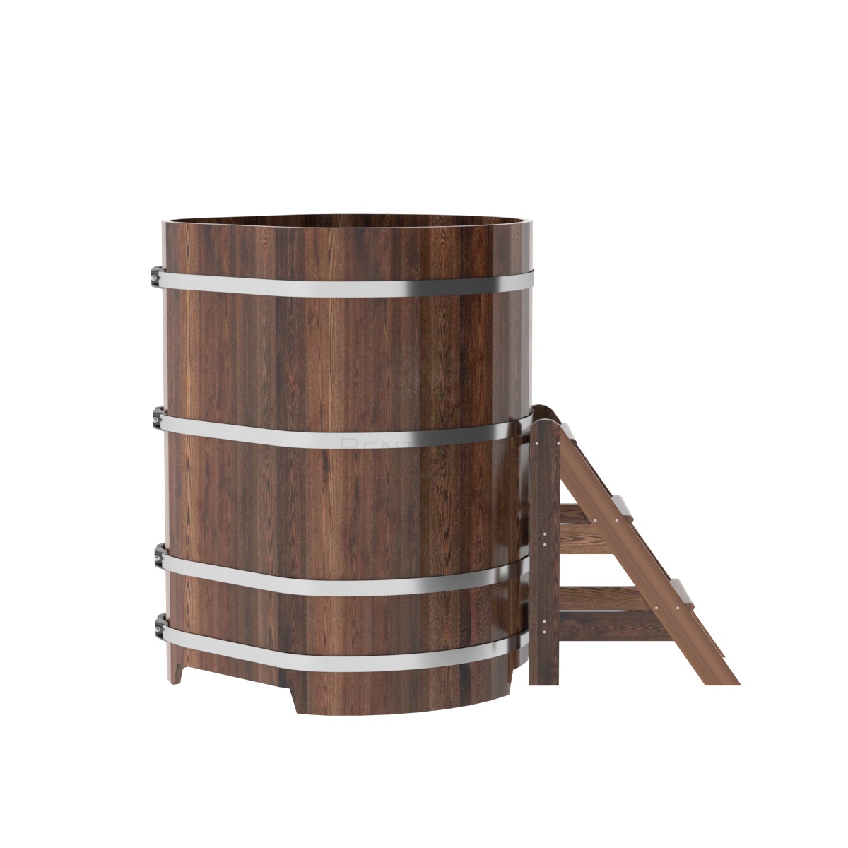 1228 Купель угловая из лиственницы 1,03х1,03х1,4 морёная премиум Alyarus  - Вид №2